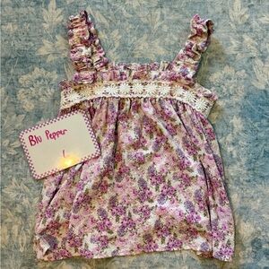 Blu Pepper Purple Floral Top with Lace